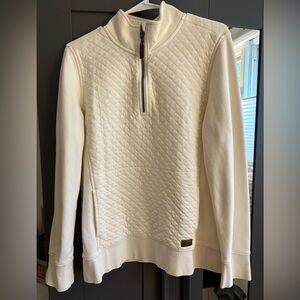 LL Bean Cream Quilted Pullover Sweater